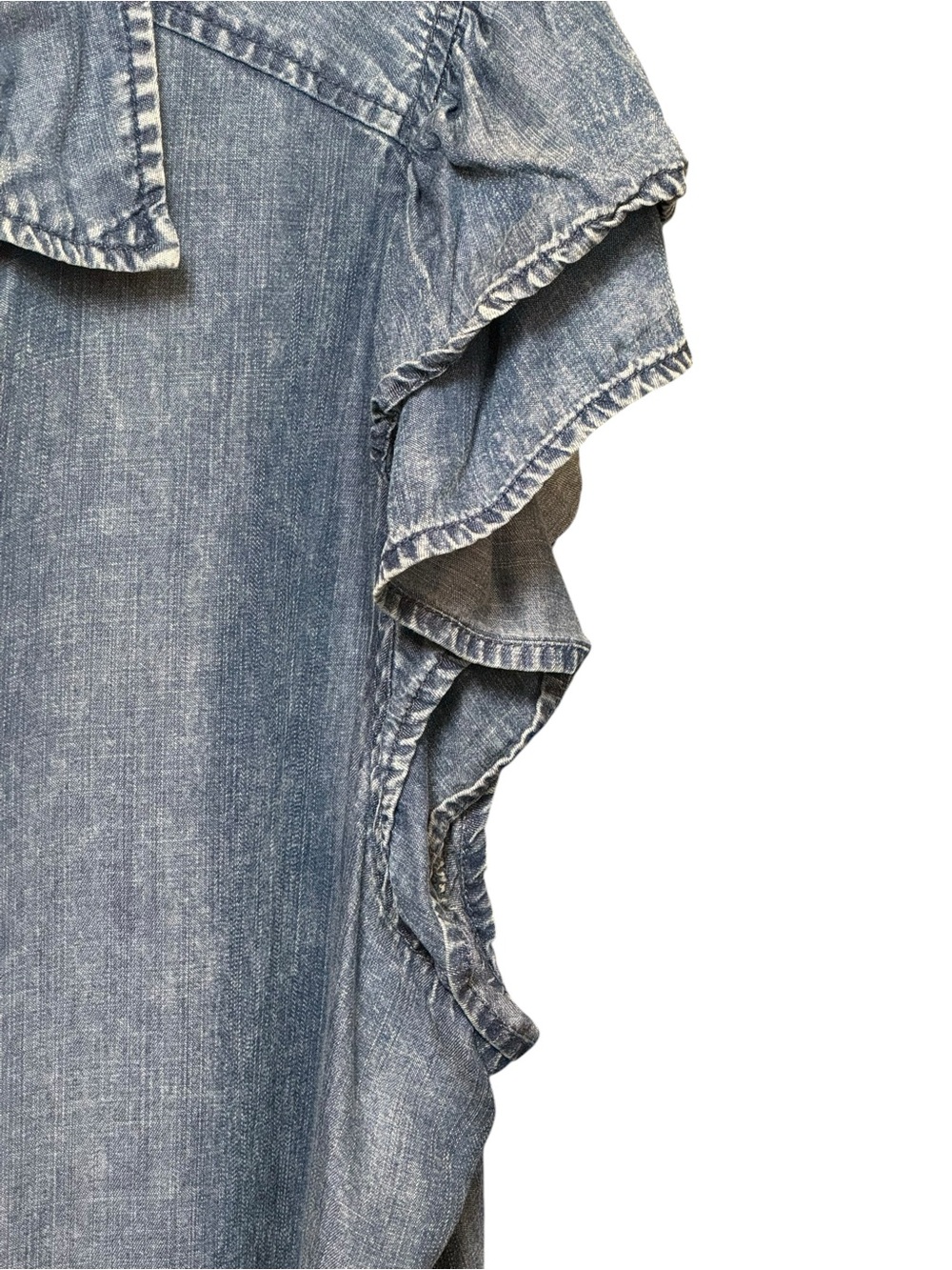 Jane + Delancey Lyocell Chambray Ruffle Sleeve Button Front Top 2X - Picture 6 of 8